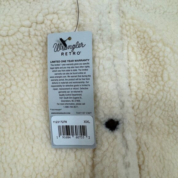 Wrangler Retro Cozy Sherpa Jacket Womens XXL White Snap Front - Picture 8 of 10